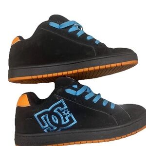 DC Kids Sneakers Black and Blue with Orange Accents